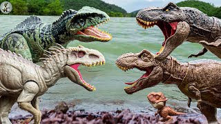 Rexy In Danger T-Rex Vs Indominus Vs Giganotosaurus Juric World Rebirth