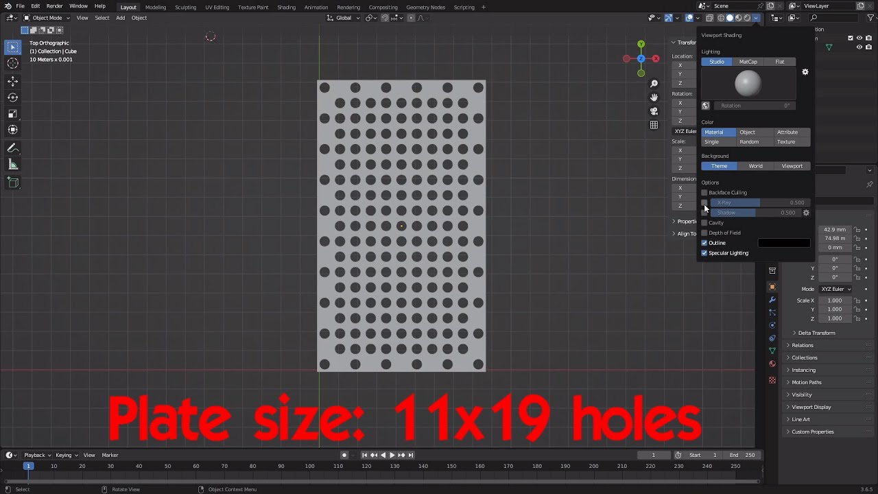 Lego Technic base plate - part no 39369 - 3d print model