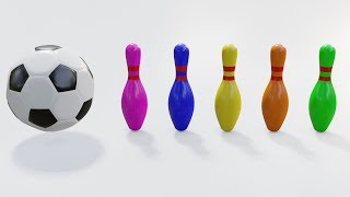 Colors For Kids, Learn Colors With Football And Bowling Pins Kids Play Learning Video
