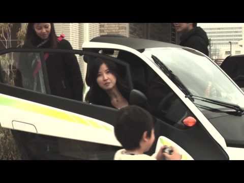 Toyota i-Road public road trials in Toyota City, Japan