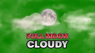 Full Moon Cloudy Sky On Green Screen