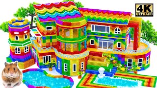 Satisfying Video | Build Three Story Villa House With Slime Pool & 3D Rooftop From Magnetic Balls