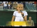 Holly Bergk sings the National Anthem at Angel's Stadium Freeway Series