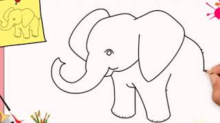 How to draw elefant for kid, painting and drawing elefant for kids