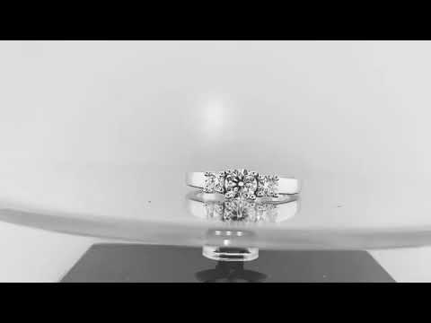 0.80 Carat Three Stone Diamond Engagement Ring, Platinum Certified Handmade 0.80 Carat Three Stone Diamond Engagement Ring, Platinum Certified Handmade