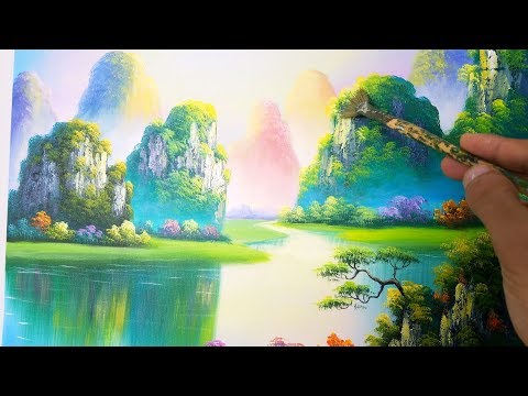 Dạy vẽ tranh phong cảnh sơn thủy. (Học vẽ tranh online miễn phí). Landcape painting. Mỹ Thuật Việt