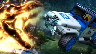 Jurassic Park Jeep + T-Rex Showcase & Gameplay | Rocket League Jurassic Park Jeep + T-Rex Showcase & Gameplay | Rocket League