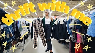 COME THRIFT WITH ME FOR FALL |thrifting sweaters, jackets + more | BIG fall try on thrift store haul