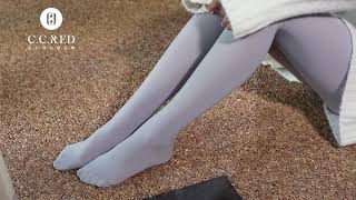 Hot Chinese girl show 120d white legs velvet romper stockings