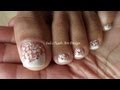 Wedding Toe Nail Art Design White on White French pedicure art design