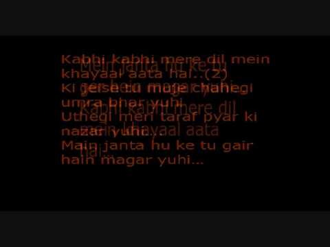 Kabhi kabhi mere dil mein lyrics