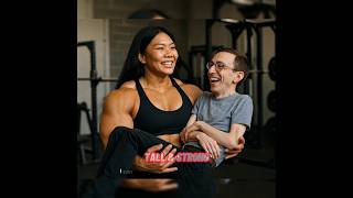 Tall Giant Muscullar Woman Lift And Carry Tiny Guy In Gym