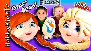HobbyKids open GIANT Frozen Surprise Eggs with Olaf