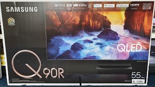 01. Samsung 2019 QLED 4K Q90R unboxing and setup QE55Q90R with Retail DEMO