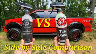 Part One Adams Graphene Tire Dressing Verses Adams Tire Shine. Honest Side By Side Comparison.