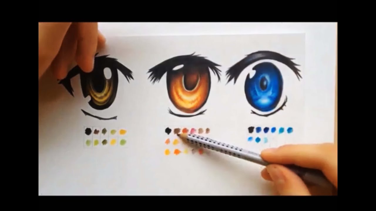 How to color using colored pencils (manga eyes ) - YouTube