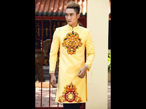 MẪU ÁO DÀI CÁCH TÂN NAM MÀU VÀNG ĐẸP NHẤT - ÁO DÀI CÁCH TÂN NAM 2019