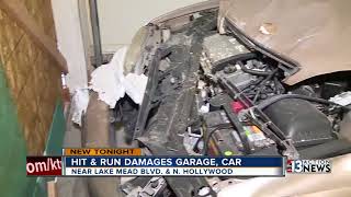 Truck crashes into east Las Vegas garage, damaging resident's car