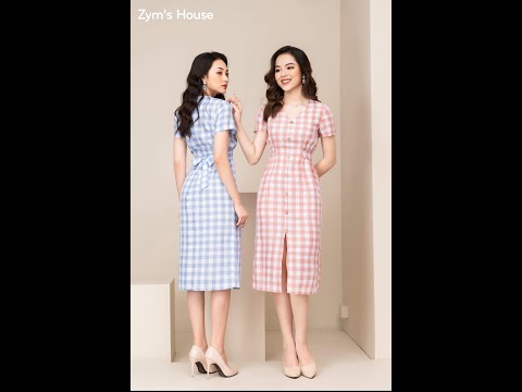 DIY & free patterns Váy kẻ caro thắt eo sành điệu HL13