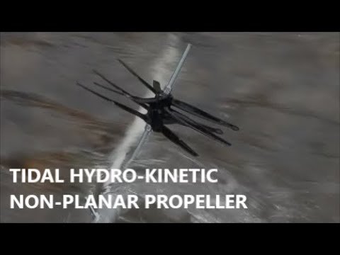 World patent novelty NON-PLANAR hydrokinetic propeller turbine for river/ tidal pontoon power plants