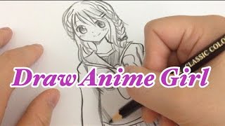 How to draw a Manga girl step by step in slow tutorial