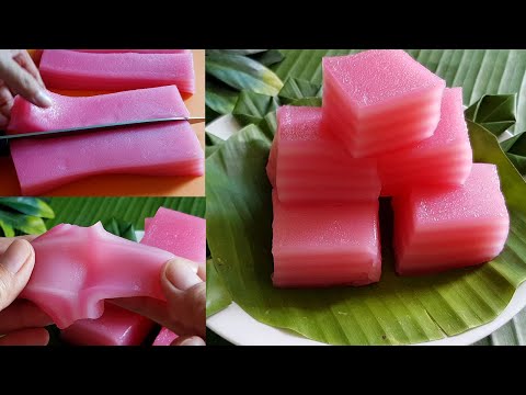 วิธีทำขนมชั้นสีชมพู สูตรอร่อยไม่ต้องนวดแป้ง หอมนุ่มเหนียว l แม่มิ้ว