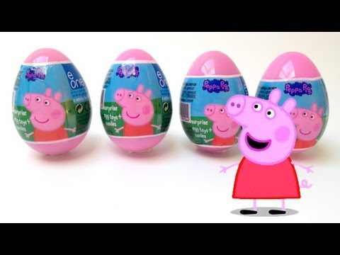 4 Peppa Pig Surprise Eggs Unwrapping - Toy Review