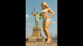 Giantess Influencer Visiting The Statue Of Liberty