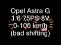 Opel Astra G 1.6 75hp 0-100 km/h