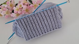 Yumuşacık Atkı, Bere, Yelek, Hırka, Şal İçin İki Şiş Örgü Modeli New Knitting Pattern.