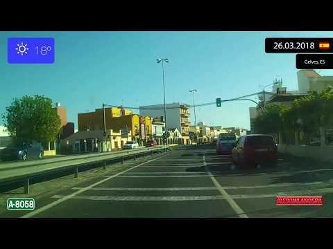 Driving through Provincia de Sevilla (Spain) from Bormujos to Coria del Río 26.03.2018 Timelapse x4