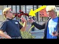 THROWING WINE ON SECURITY GUARD!!! Public Trolling - (Magic Cop Pranks 2018!)