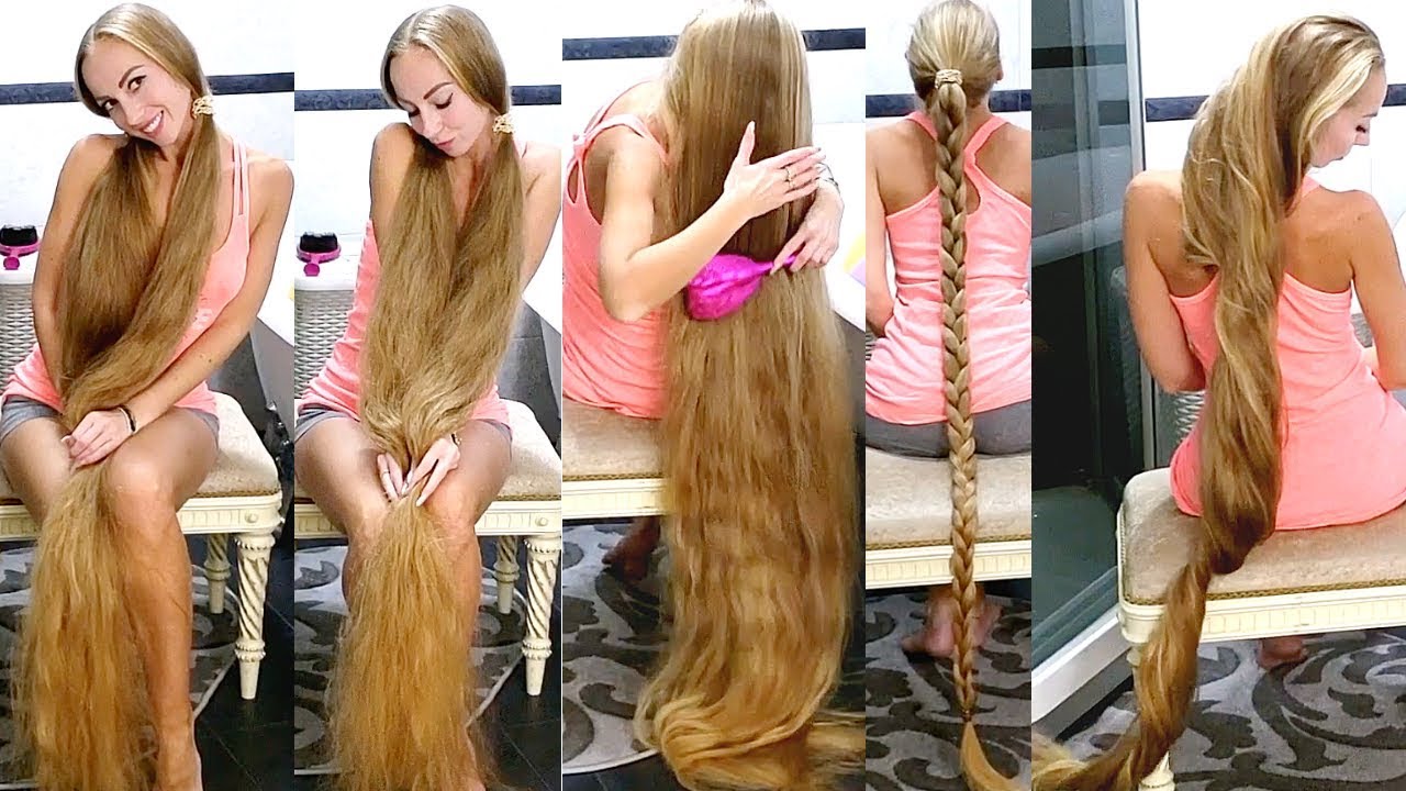 Very long hair masturbation