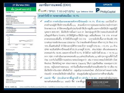 วิเคราะห์เจาะลึกพื้นฐานรายวัน (27 มี.ค. 61): EKH, BMSCG