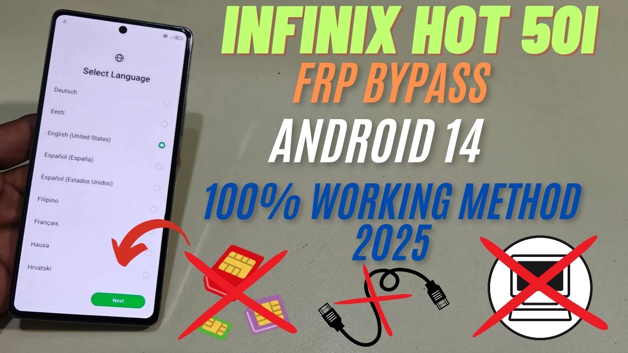 Infinix Hot 50i Frp Bypass Android 14 No Computer 100% Infinix Hot 50i Frp Bypass Android 14 No Computer 100%