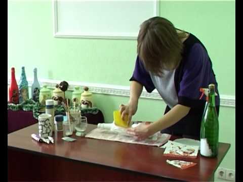 Декупаж бутылки шампанского яичной скорлупой Декупаж бутылки шампанского яичной скорлупой