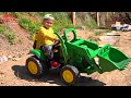 The Tractor Excavator broken down Funny Dima Ride on POWER WHEEL Tractor to help man