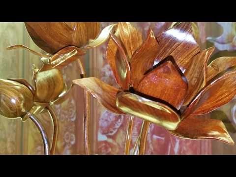 ĐÔI LỌ HOA SEN GỖ HƯƠNG ĐỒ GỖ LA XUYÊN