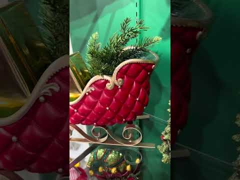 Raz 14" Red and Green Sleigh Christmas Decoration 4512220 Raz 14" Red and Green Sleigh Christmas Decoration 4512220