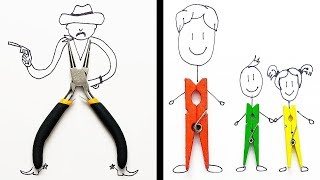23 DIBUJOS CREATIVOS USANDO OBJETOS COTIDIANOS