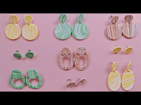 9 EASY | DIY Clay Marbled Earrings - YouTube