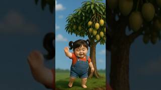Cute Baby Girl Plants A Mango Tree