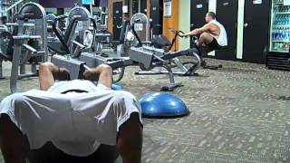80Lb Water Bag Press With Extension On Swiss Ball