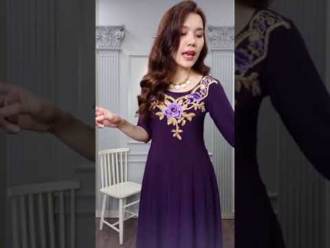 Mẫu Váy Đầm Trung Niên Tay Lỡ Dáng Xòe Co Giãn Sang Trọng Cao Cấp Dự Tiệc Dạo Phố DA1204