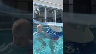 Small Child Shows Big Emotions During Swim Lesson