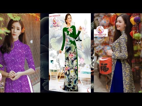 ÁO DÀI ĐẸP 2019 THỜI TRANG THANH LỊCH VỚI HOA NHÍ - HOA SEN 💝 Vải Áo Dài S