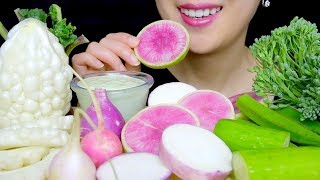 RAW VEGGIE PLATTER ASMR (Okra, Bitter Melon, Broccolini, Radish)| TracyN ASMR