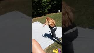 Teenage Homemade Slip And Slide Fail.