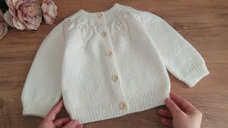 Taç Yapraklı Model Bebek Hırkası Yapımıyaprak Robalı Hırka Modeliyakadan Başlanan Bebek Hırkası