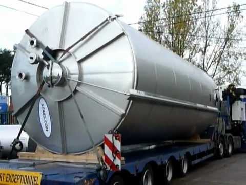 Stainless-steel storage tank on a semi from STAES.COM